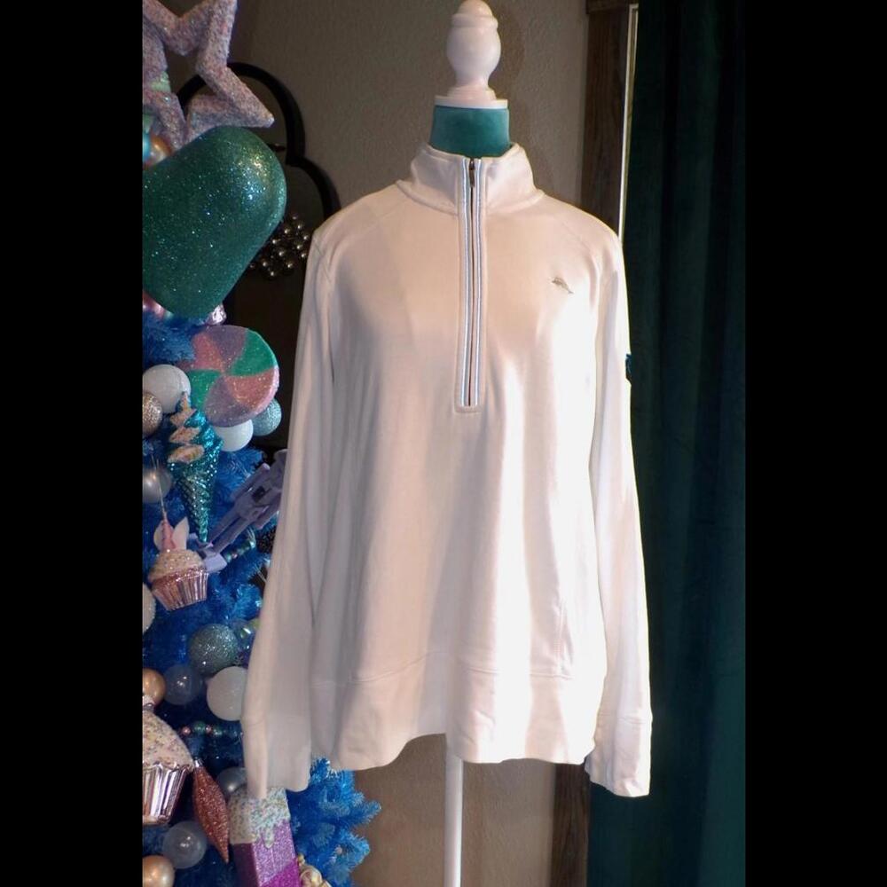 Men's Tommy Bahama NFL Embroidered Panthers Quarter Zip Pull Over - Large